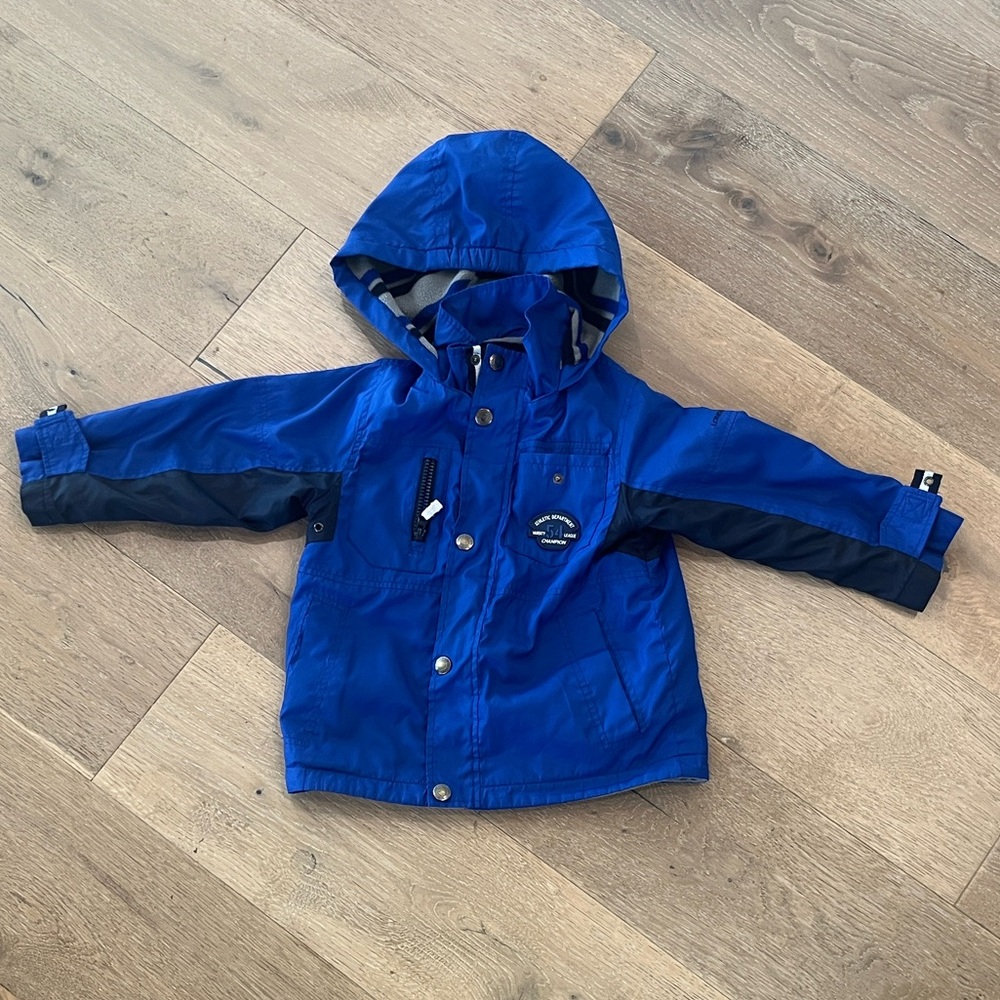 London Fog Blue and Navy Striped Fleece Jacket